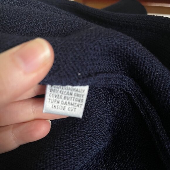 VTG St. John Basics Sz S Santana Knit Navy Blue Open Front Cardigan With Pockets - Picture 10 of 10